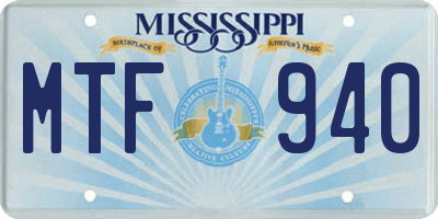 MS license plate MTF940