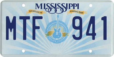 MS license plate MTF941