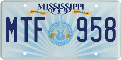 MS license plate MTF958