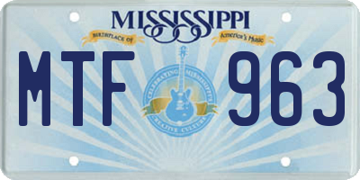 MS license plate MTF963