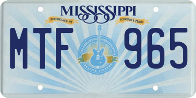 MS license plate MTF965