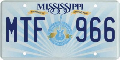 MS license plate MTF966