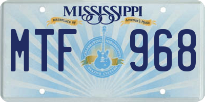 MS license plate MTF968