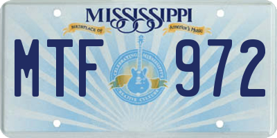 MS license plate MTF972