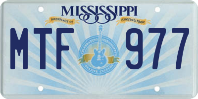 MS license plate MTF977