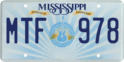 MS license plate MTF978