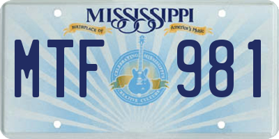 MS license plate MTF981