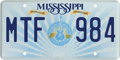 MS license plate MTF984
