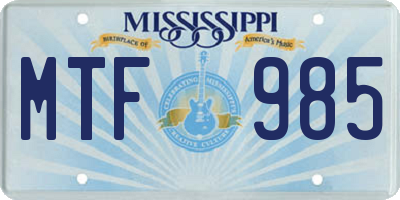 MS license plate MTF985