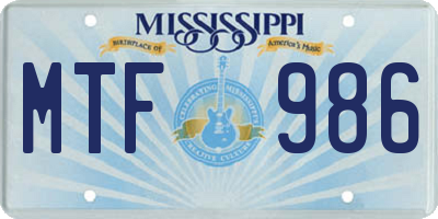 MS license plate MTF986