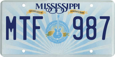 MS license plate MTF987