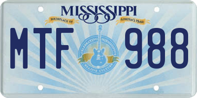 MS license plate MTF988