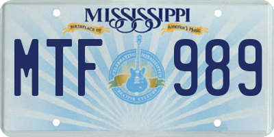 MS license plate MTF989