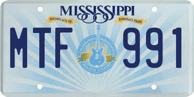 MS license plate MTF991