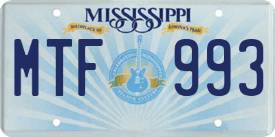 MS license plate MTF993