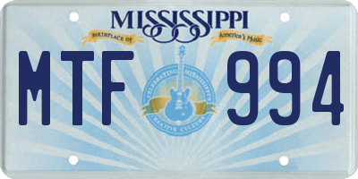MS license plate MTF994