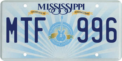 MS license plate MTF996