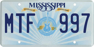 MS license plate MTF997