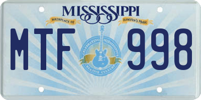 MS license plate MTF998
