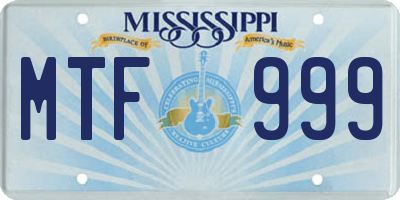 MS license plate MTF999