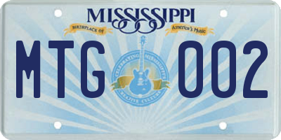 MS license plate MTG002