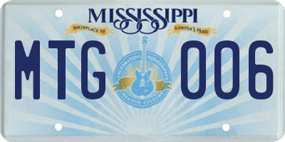 MS license plate MTG006