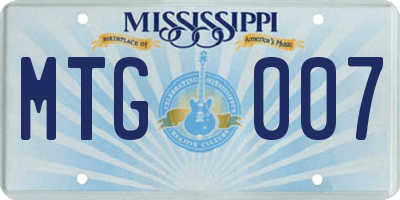 MS license plate MTG007