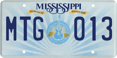MS license plate MTG013