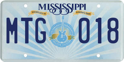 MS license plate MTG018