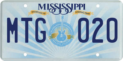 MS license plate MTG020