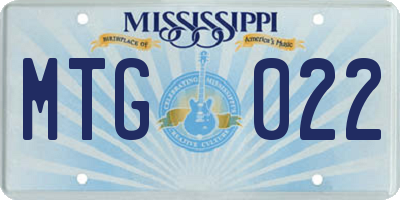 MS license plate MTG022