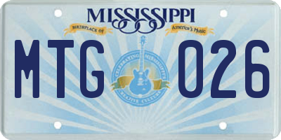 MS license plate MTG026