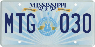 MS license plate MTG030