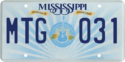 MS license plate MTG031