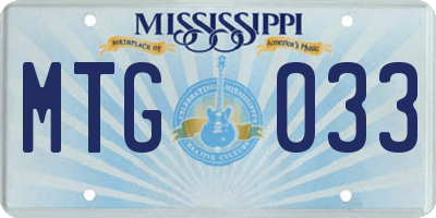 MS license plate MTG033