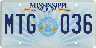 MS license plate MTG036