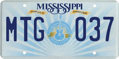 MS license plate MTG037
