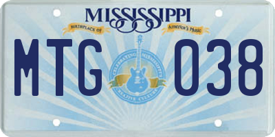 MS license plate MTG038