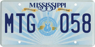 MS license plate MTG058