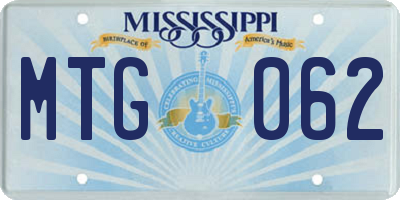 MS license plate MTG062