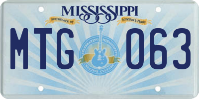MS license plate MTG063