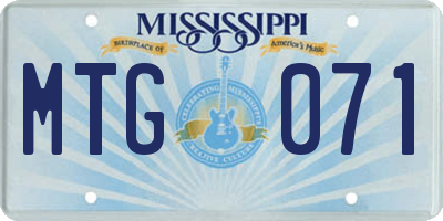 MS license plate MTG071
