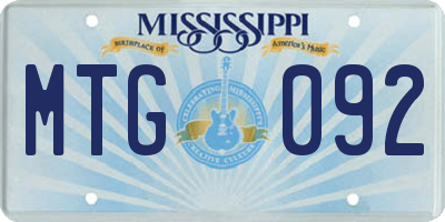 MS license plate MTG092