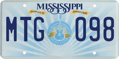 MS license plate MTG098