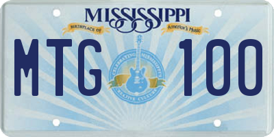 MS license plate MTG100