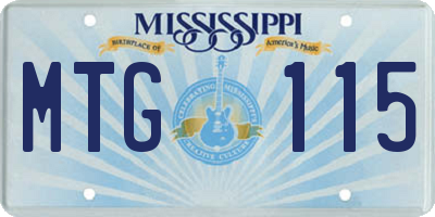 MS license plate MTG115