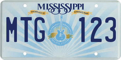 MS license plate MTG123