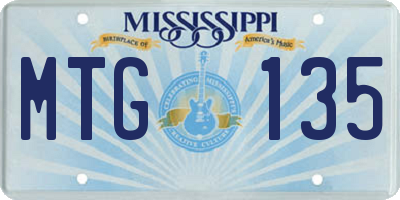 MS license plate MTG135