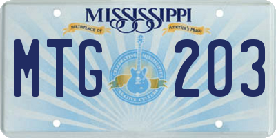 MS license plate MTG203