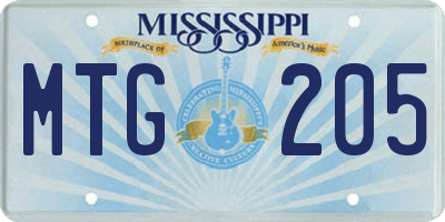 MS license plate MTG205